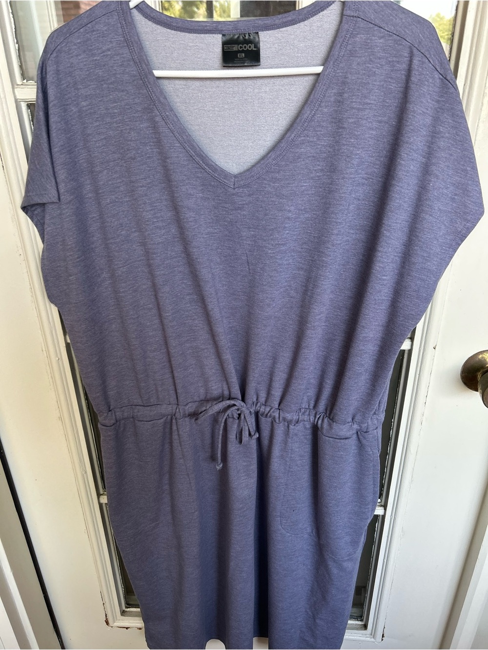 32 Degrees Lavender V-Neck Drawstring Waist Dress